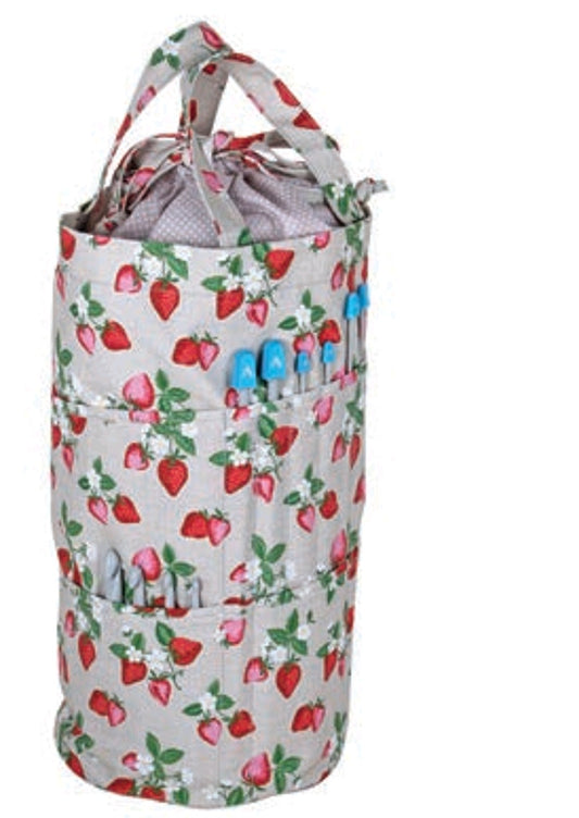 Pochon  fraise à rangement aiguilles, tricot,  et vos créations